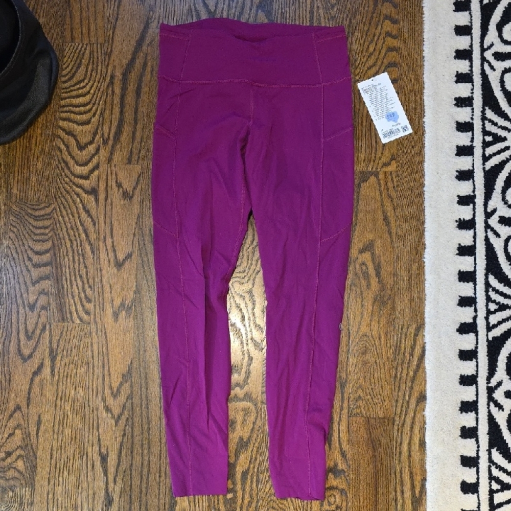 Lululemon Athletica Magenta Leggings Fast And Free HR Tight 28" Brushed DFUS